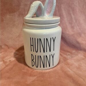 Magenta “Whimsy Home” White Bunny Ear 'Hunny Bunny' Ceramic Treat Jar